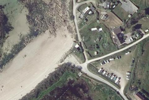 Vue aérienne du Camping de la Plage à Fermanville